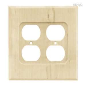  Wood square double duplex outlet in unfinished birch wood 