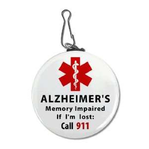   Alzheimers Memory Impaired Call 911 Medical Alert 2.25 Inch Clip Tag