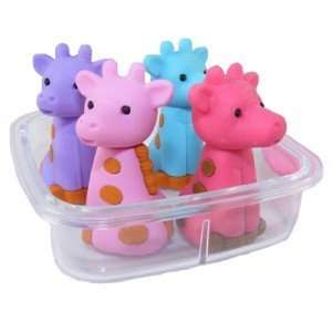  4 Giraffe Erasers in Pink Box Toys & Games
