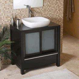 Deco Lav 5510 ES Wood Vanity w/ Vessel Espresso/Whte  