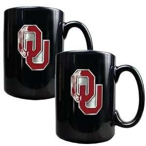  Oklahoma Sooners 2pc Black Ceramic Mug Set Sports 