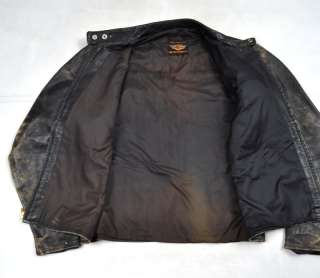 HARLEY DAVIDSON Brown Leather Moto Motorcycle Jacket XL Vintage  