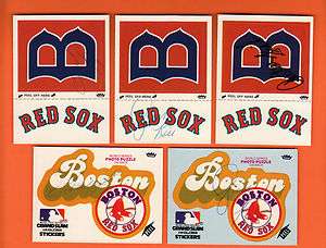Autographed Boston Red Sox Lot of Stickers 2 Rice, Fisk & 2 Lynn ;