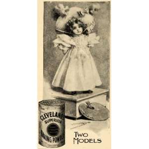 1897 Ad Clevelands Baking Powder Girl & Paint Pallet   Original Print 