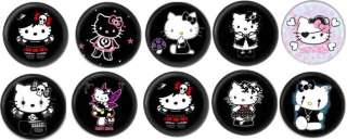 10 Gothic HELLO KITTY BADGES BUTTONS PINS 1.5INCH 38mm  