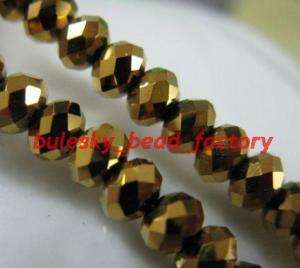 99pcs Faceted Glass Crystal Rondelle Bead 4x3mm Golden  