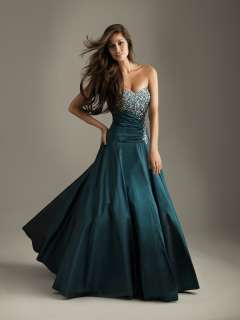 Night Moves 6039 Teal Prom Ball Gown Formal Pageant Dress Size 4 
