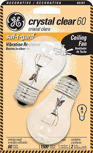 12 GE 60 Watt Light Bulbs Lamp Saf T Gard Fan A15 Medium Base 46888 