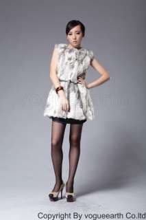 950 new real rabbit fur nature long vest/coat/outwear  