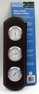 Taylor 3 dial Wood Weather Station Temp/Press/Humidity 77784064306 