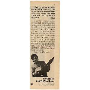  1979 Ry Cooder Bop Till You Drop Promo Print Ad (Music 