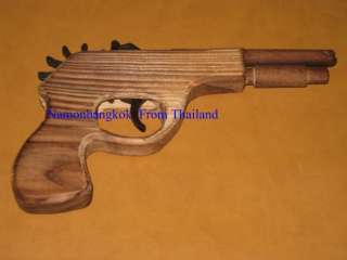 Handmade Rubber Band Luncher Wooden Pistol Gun (Toy)  