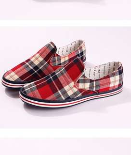 wholesale Checks Embellished Fashion Mens Shoes Red