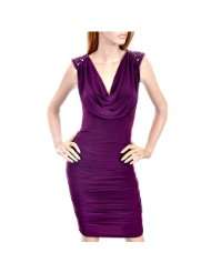 Purple Long Clingy Sexy Dress With Open Scoop Back