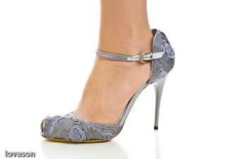 NIB $895 GIORGIO ARMANI Ankle Strap Shoes W/Roses 39  