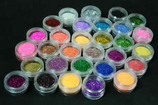 30 Colors Glitter Acrylic Powder Dust For Nail Art Tips LOS ANGELES 