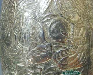 Magnificent Pair Of Silver Vases Persia Iran Ca 1920  