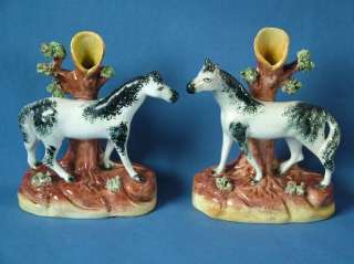 Pair Kent Staffordshire horse spill vases  