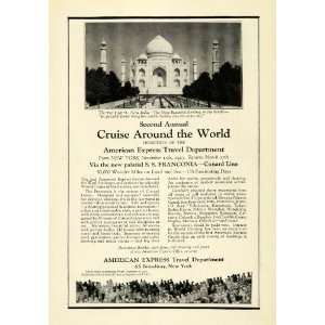 1923 Ad American Express Travel S S Franconia Cunard Line World Cruise 