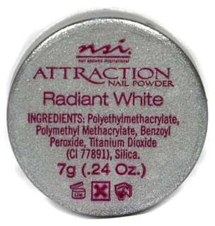 nsi Attraction Nail Powder   Radiant White   0.24oz / 7g  