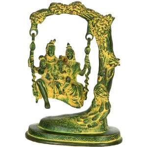   Shiva Swings with Parvati and Ganesha   Brass Sculpture Home