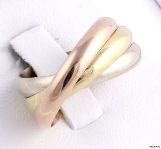   Tri Toned Mens Ring   18k White Yellow Rose Solid Gold Band  