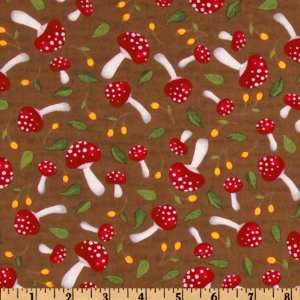  44 Wide Moda Wee Folks Mushrooms Brown Fabric By The 