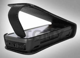 BLACK LEATHER FLIP CASE+SCREEN PROTECTOR FOR NOKIA 5228  