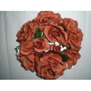  Set of 6 CINNAMON Rose Flower 3 Candle Rings Silk Wedding 