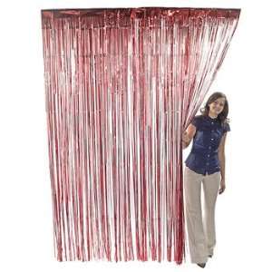  Metallic Red Fringe Curtains   Office Fun & Business 
