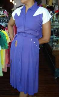 VTG 1950s 1960s Purple White Bowling Dress S M GE Electric Wooden 
