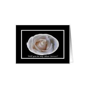 Wedding Altar Server Invitation, White Rose Card