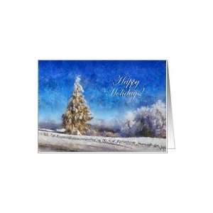  Painted Snow Scene With Tree Happy Holidays Card Card 