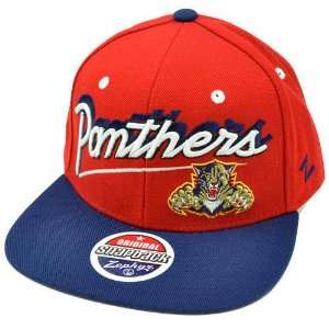 NHL LNH Hockey Florida Panthers Snapback Hat Cap Red Navy Blue Flat 