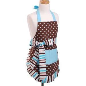 Girls Apron in Blue/Chocolate 
