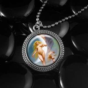 Planet Venus Falero Victorian Beauty Art Antique Silver Necklace 320 
