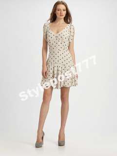 USA NEW $350 Rebecca Taylor Heart Printed Ikat 40s Silk Chiffon Dress 