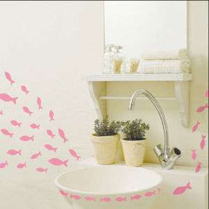 Pink Fishes Self Adhesive WALL STICKER Removable Decal  