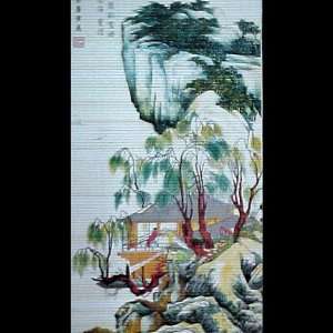  Peaceful Pagoda on River Bamboo Wall Scroll Everything 