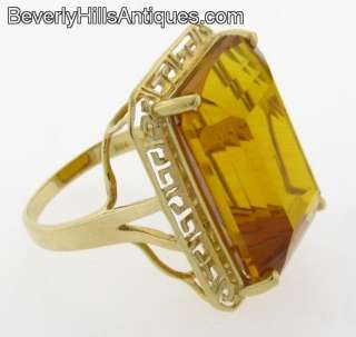 Large Magnificent Color Gem Citrine 14k Yellow Gold Ring  