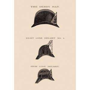  Vintage Art Derby Hat, Eight Cone and High Cone Helmets 