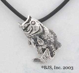 Large Mouth Bass Necklace, Silver Fish Jewelry, New  