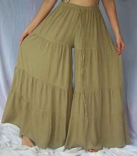 A110 KHAKI/PANT GAUCHO RUFFLE MADE 2 ORDER S M L  