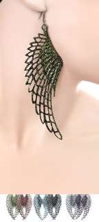 ANGEL WING TEXTURE EARRINGS~ 5 LONG~NEW IN GIFT BOX~  