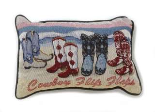 COWBOY FLIP FLOPS Boots Western Tapestry Throw Pillow  