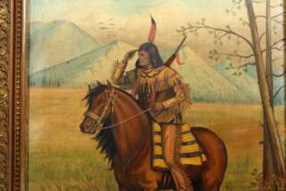   CANADIAN AMERICAN INDIAN WESTERN OIL PAINTING CHIEF HORSE PORTRAIT