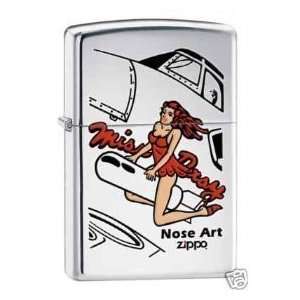  Zippo Nose Art Pin Girl High Polish Chrome Lighter, 6890 