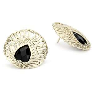   Scott Feather 14K Gold Plated Black Onyx Aliyah Earrings Jewelry