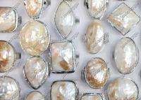 Wholesale lots 25 rimose Abalone shell platinum p Rings  
