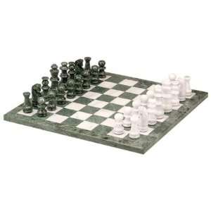  Chess Set in Green & White Marble Size 16 x 16 Toys 